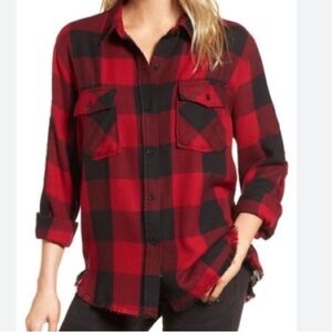 Rails Buffalo Plaid Button Down Flannel Shirt Black Red Grunge Goth Rockabilly